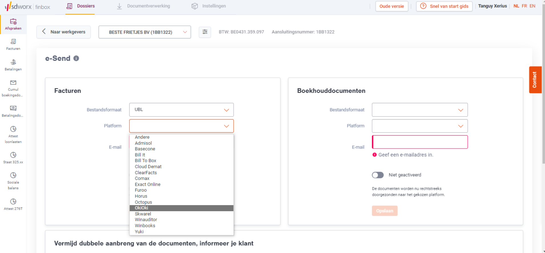 Integratie met de SD Worx Finbox OkiOki